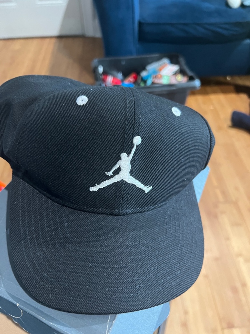 Jordan Black Snapback Hat with White Jumpman